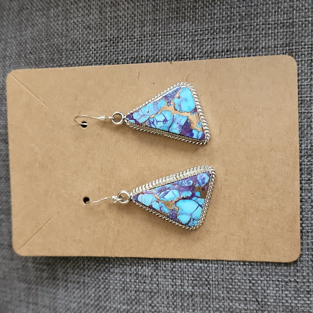 Stunning Native American Navajo Mojave Turquoise Earrings